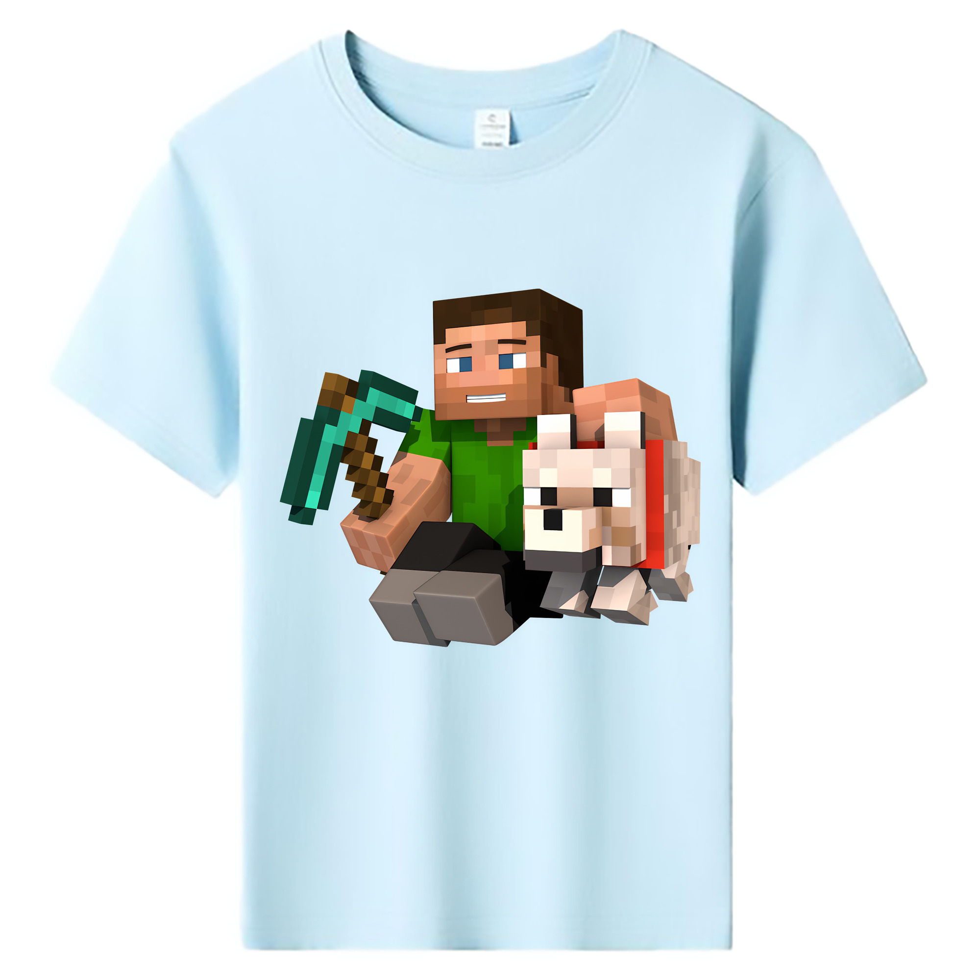 （画像用） マインクラフト ブロックの世界 Minecraft MC Block world 綿100％キッズTシャツ（フロントプリント）